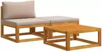 vidaXL Modulares Sofa-Set mit Kissen 3 stk. 2-Sitzer Massivholz Akazie