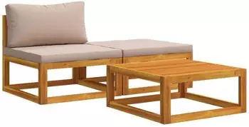 vidaXL Ecksofa mit Kissen, Akazie massiv, 100% Polyester, natur (42028300)