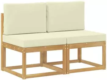 vidaXL Outdoor Mittelsofa 2-tlg. Akazienholz wei&szlig; (901463)