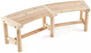 Costway Gebogene Gartenbank ohne Rückenlehne, Holz, 2-3-Sitzer, 325kg (ZB33512ZM-3)