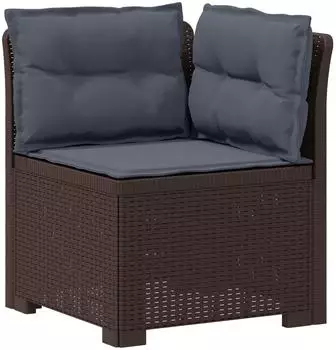 vidaXL 1-Sitzer Garten-Sofa mit Kissen, Rattan-Look, PP, braun (8011839)