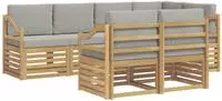 vidaXL Outdoor-Sofagarnitur 7 stk. Wei&szlig; und Hellgrau Polyester