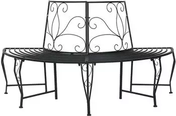 vidaXL Baumbank 4-Sitzer, halbrundes Stahl, schwarz (42029524)