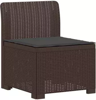 vidaXL Garten-Sofa 1-Sitzer mit Kissen, Rattan-Look PP, braun (8011785)