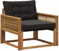 vidaXL Outdoor Mittelsofa Massives Akazienholz und Textilene Natur