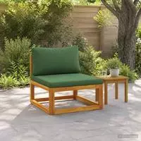vidaXL Sofa-Mittelteil mit Kissen Massivholz Akazie Natur