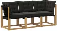 vidaXL Outdoor Mittel- und Ecksofa 3 stk. 3-Sitzer
