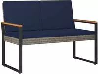 vidaXL Bank Outdoor 2 -Seater 107 x 61 x 80 cm Poly-Rattan Rechteckig