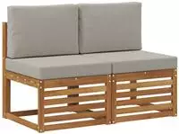 vidaXL 2 St&uuml;ck Outdoor Mittelsofa Massivholz Akazie Natur