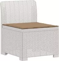 vidaXL 1-Sitzer Garten-Sofa mit Kissen Rattan-Look PP Wei&szlig;