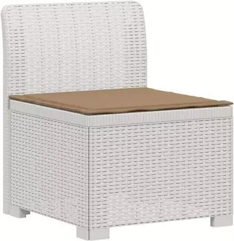 vidaXL Garten-Sofa 1-Sitzer mit Kissen, Rattan-Look PP, wei&szlig; (8011790)