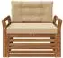 vidaXL Outdoor-Sofa massives Akazienholz und Polyester, natur/beige (3436398)