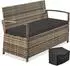 TecTake Vecchia Gartenbank 2-Sitzer, Polyrattan, Stauraum 160L (Natur)