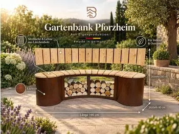 Badeko Bank „Pforzheim" in Edelrostoptik mit Lehne (0858-58)