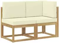 vidaXL Outdoor Mittel- und Ecksofa 2 St&uuml;ck Wei&szlig; Massivholz Akazie