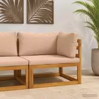 vidaXL Ecksofa mit Kissen Massivholz Akazie Natur