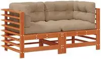 vidaXL Gartenecksofa Massives Kiefernholz Wachsbraun