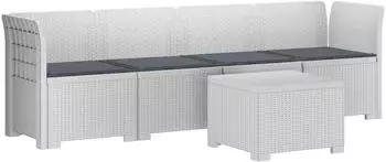 vidaXL 4-Sitzer Gartensofa mit Kissen, Rattan-Look, PP, wei&szlig; (3443865)