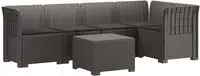 vidaXL 5-Sitzer Gartensofa mit Kissen Rattan-Look PP Hellgrau