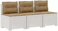 vidaXL 3-Sitzer Garten Sofa mit Kissen Rattan-Look 3-Sitzer PP Wei&szlig;