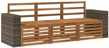 vidaXL Sofa-Set 3-tlg., massives Akazienholz