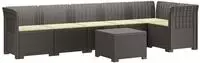 vidaXL 6-Sitzer Garten Sofa mit Kissen Rattan Look PP Hellgrau