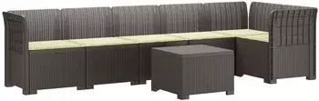 vidaXL 6-Sitzer Garten-Sofa mit Kissen, Rattan-Look, PP, hellgrau (3444118)