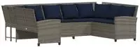 vidaXL Gartensofa mit Kissen Grau Poly Rattan