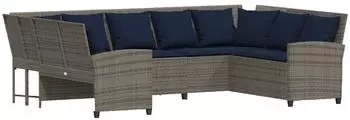 vidaXL Gartenlounge-Set mit Kissen, Polyrattan, grau (3365335)