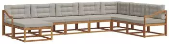 vidaXL Outdoor-Sofagarnitur mit Kissen, 8-tlg., natur und hellgrau (3368014)
