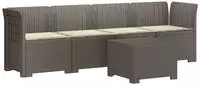 vidaXL 4-Sitzer Gartensofa mit Kissen Rattan Look PP Hellgrau