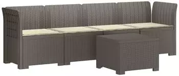 vidaXL Gartensofa 4-Sitzer Rattan-Look PP hellgrau mit Kissen (3443866)