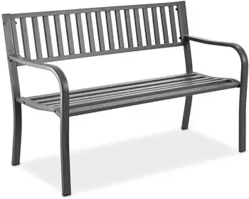 Relaxdays Gartenbank Metall, 2-Sitzer, grau, 127,5x82x59,5cm