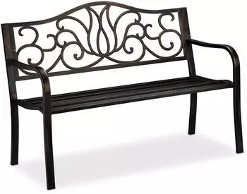 Relaxdays Gartenbank Antik, 2-Sitzer, Metall, schwarz-bronze (10030988_1254)