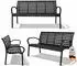 Proregal Mykonos Gartenbank 3-Sitzer, Holzoptik, Kunststoff & Metall, schwarz (PR_RZW2-02)