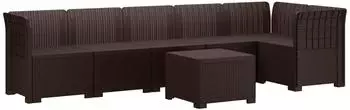 vidaXL Garten-Sofa 6-Sitzer Rattan-Look PP braun
