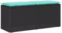 vidaXL Gartenbank mit Kissen Schwarz 110x40x44 cm Poly Rattan