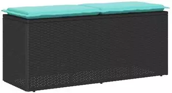 vidaXL Gartenbank mit Kissen, Poly Rattan, schwarz, 110x40x44cm (4104153)
