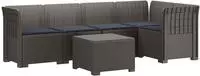 vidaXL 5-Sitzer Gartensofa mit Kissen Rattan-Look PP Hellgrau