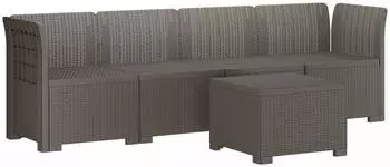 vidaXL 4-Sitzer Gartensofa Rattan Look PP, hellgrau