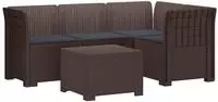 vidaXL 4-Sitzer Garten Sofa mit Kissen Rattan Look PP Braun