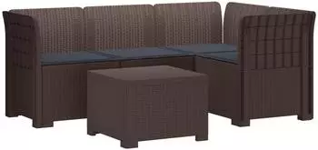 vidaXL 4-Sitzer Garten-Sofa mit Kissen, Rattan-Look, PP, braun (3444005)