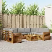 vidaXL Outdoor-Sofagarnitur 10 stk. Natur und Hellgrau