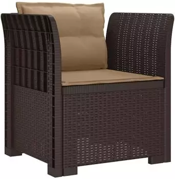 vidaXL 1-Sitzer Sessel mit Kissen, Rattan-Look, PP, braun (8011874)
