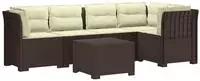 vidaXL 5-Sitzer Gartensofa mit Kissen Rattan-Look PP Braun