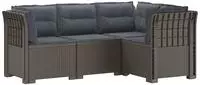 vidaXL 4-Sitzer Gartensofa mit Kissen Rattan-Look PP Hellgrau
