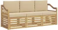 vidaXL Outdoor-Sofagarnitur 3 stk. Wei&szlig; und Beige Polyester