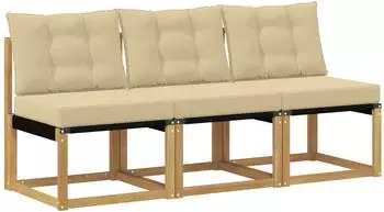 vidaXL Outdoor-Mittelsofa 3 Stk. Akazienholz & Textilene (901616)