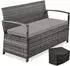 TecTake Terrassenbank Vecchia Polyrattan 2-Sitzer grau mit Stauraum 160L (Vecchia)