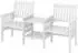 Costway Gartenbank mit Tisch, 2-Sitzer, Tannenholz, weiß, 165x60x88cm